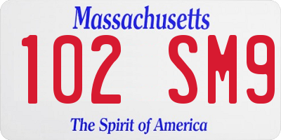 MA license plate 102SM9