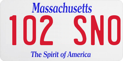 MA license plate 102SN0