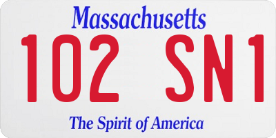 MA license plate 102SN1