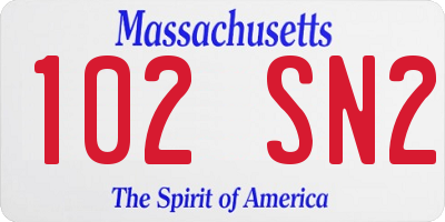 MA license plate 102SN2