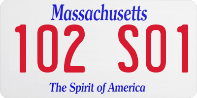 MA license plate 102SO1