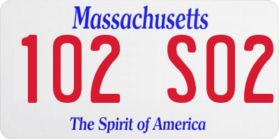 MA license plate 102SO2