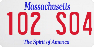 MA license plate 102SO4