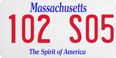 MA license plate 102SO5