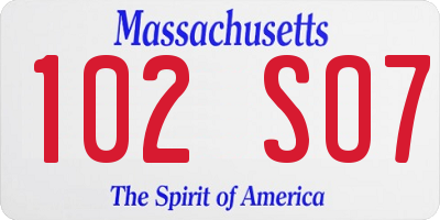 MA license plate 102SO7