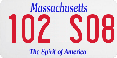 MA license plate 102SO8