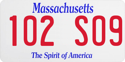 MA license plate 102SO9