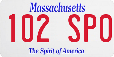 MA license plate 102SP0