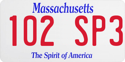 MA license plate 102SP3