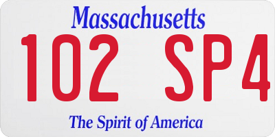 MA license plate 102SP4