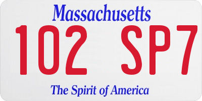 MA license plate 102SP7