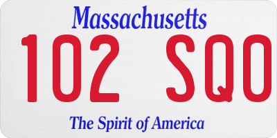 MA license plate 102SQ0