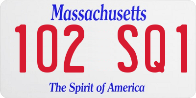 MA license plate 102SQ1