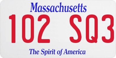 MA license plate 102SQ3