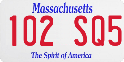 MA license plate 102SQ5