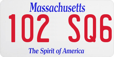 MA license plate 102SQ6