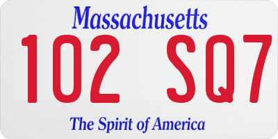 MA license plate 102SQ7