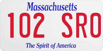 MA license plate 102SR0