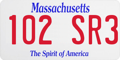 MA license plate 102SR3