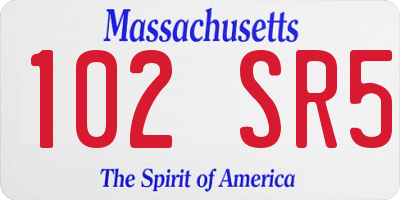 MA license plate 102SR5