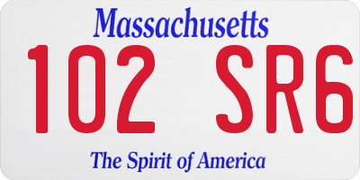MA license plate 102SR6