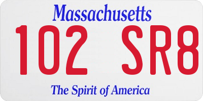 MA license plate 102SR8