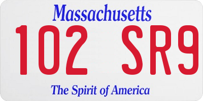 MA license plate 102SR9