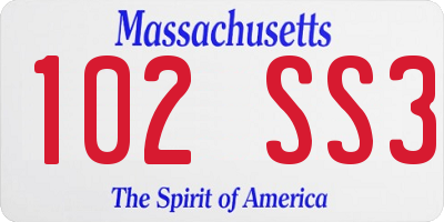 MA license plate 102SS3