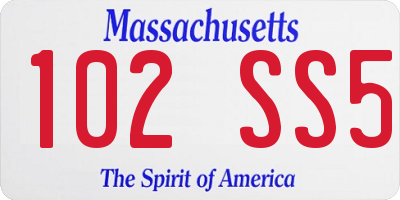MA license plate 102SS5
