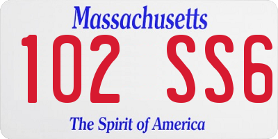 MA license plate 102SS6