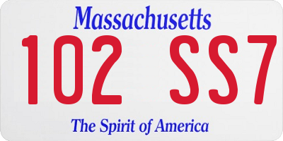MA license plate 102SS7