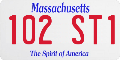MA license plate 102ST1
