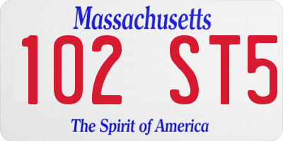 MA license plate 102ST5