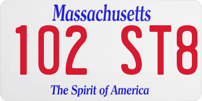 MA license plate 102ST8