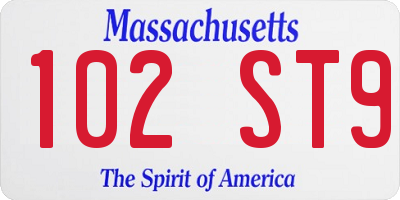 MA license plate 102ST9