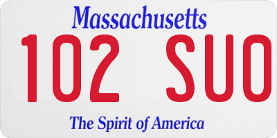 MA license plate 102SU0