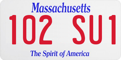 MA license plate 102SU1