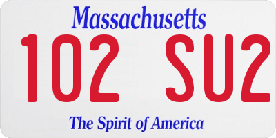 MA license plate 102SU2