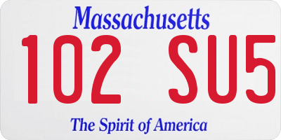 MA license plate 102SU5