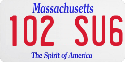 MA license plate 102SU6