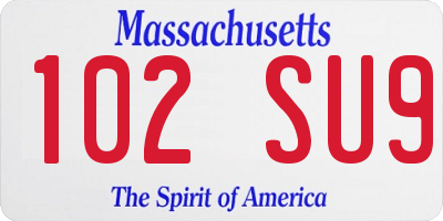 MA license plate 102SU9