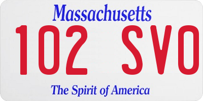 MA license plate 102SV0
