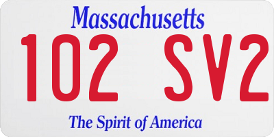 MA license plate 102SV2