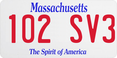 MA license plate 102SV3