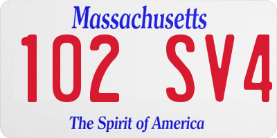 MA license plate 102SV4