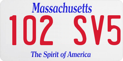 MA license plate 102SV5
