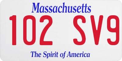 MA license plate 102SV9