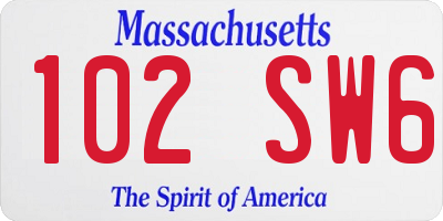 MA license plate 102SW6