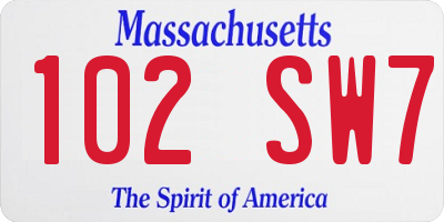 MA license plate 102SW7
