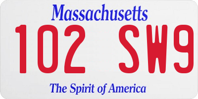 MA license plate 102SW9